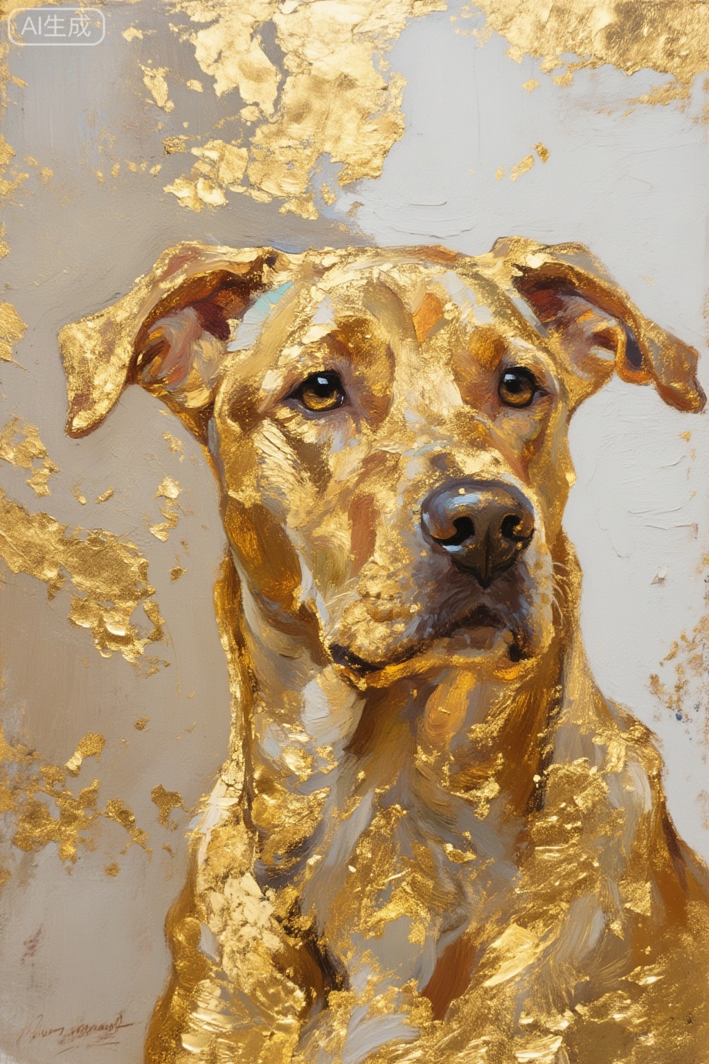 1dog,Gold leaf painting