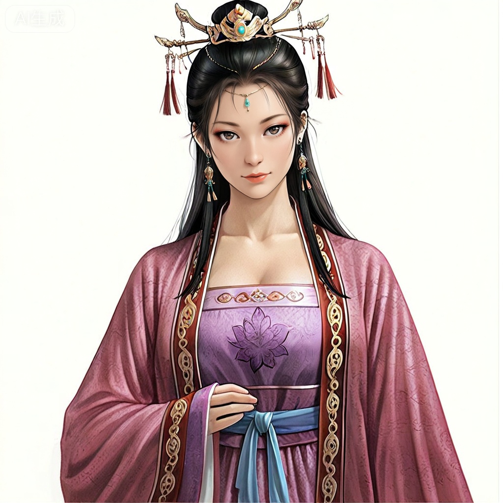 masterpiece, best quality,solo,white background,simple_background,sanguo_style,hanfu,breastplate,shoulder armor,jewelry,earrings,tassel,