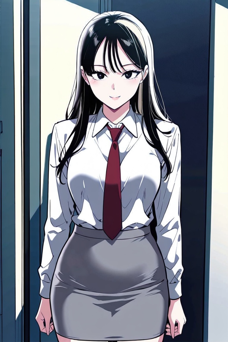 hair,  long hair,  two tone hair on Tensor.Art