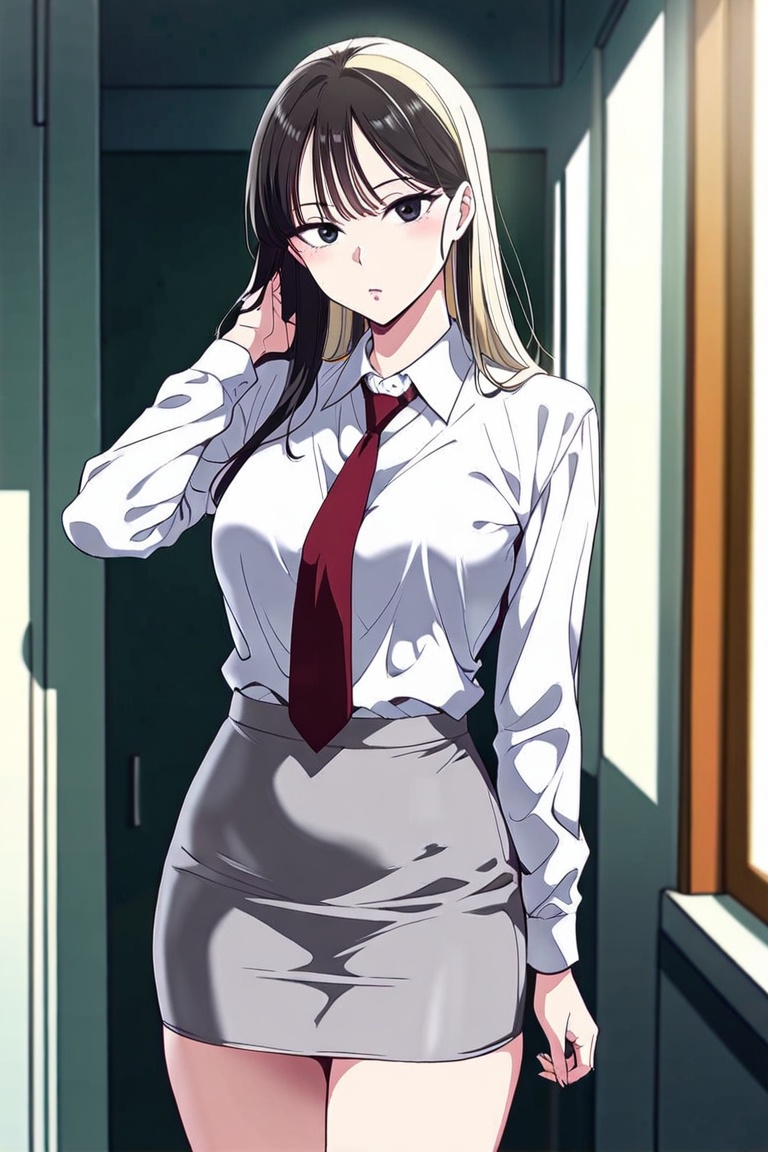 hair,  long hair,  two tone hair on Tensor.Art