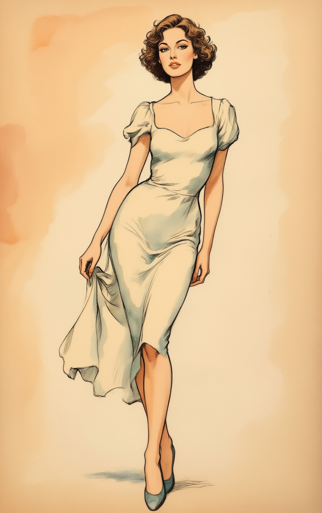 ek_m1ma_zib,  ek_be11eza a stylish ***** woman in a minimalist setting,  Milo Manara inspired vintage Italian erotic comic...