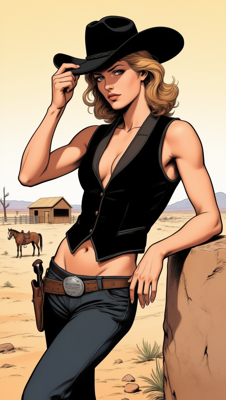 ek_m1ma_zib,  ek_be11eza,  classic Milo Manara style illustrated comic art on Tensor.Art