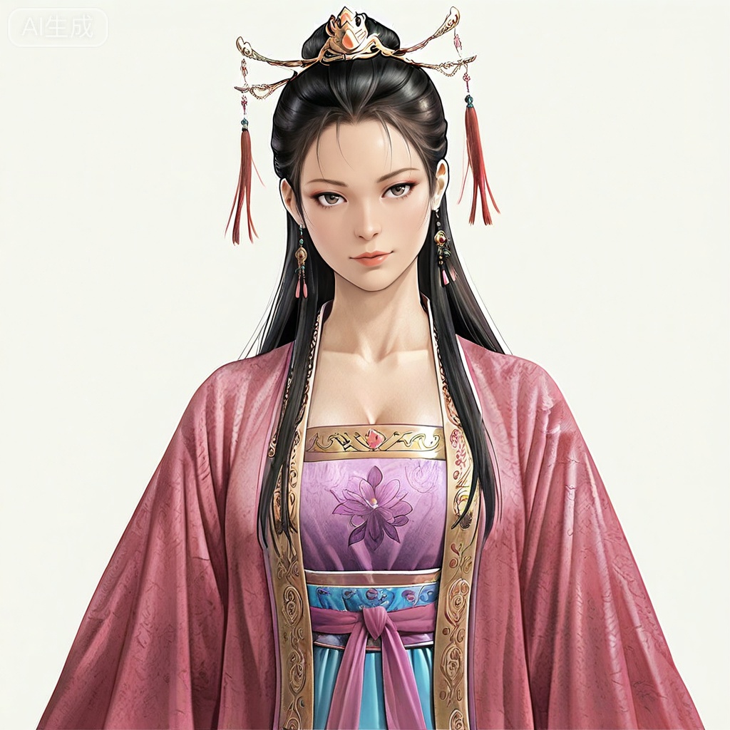 masterpiece, best quality,solo,white background,simple_background,sanguo_style,hanfu,breastplate,shoulder armor,jewelry,earrings,tassel,