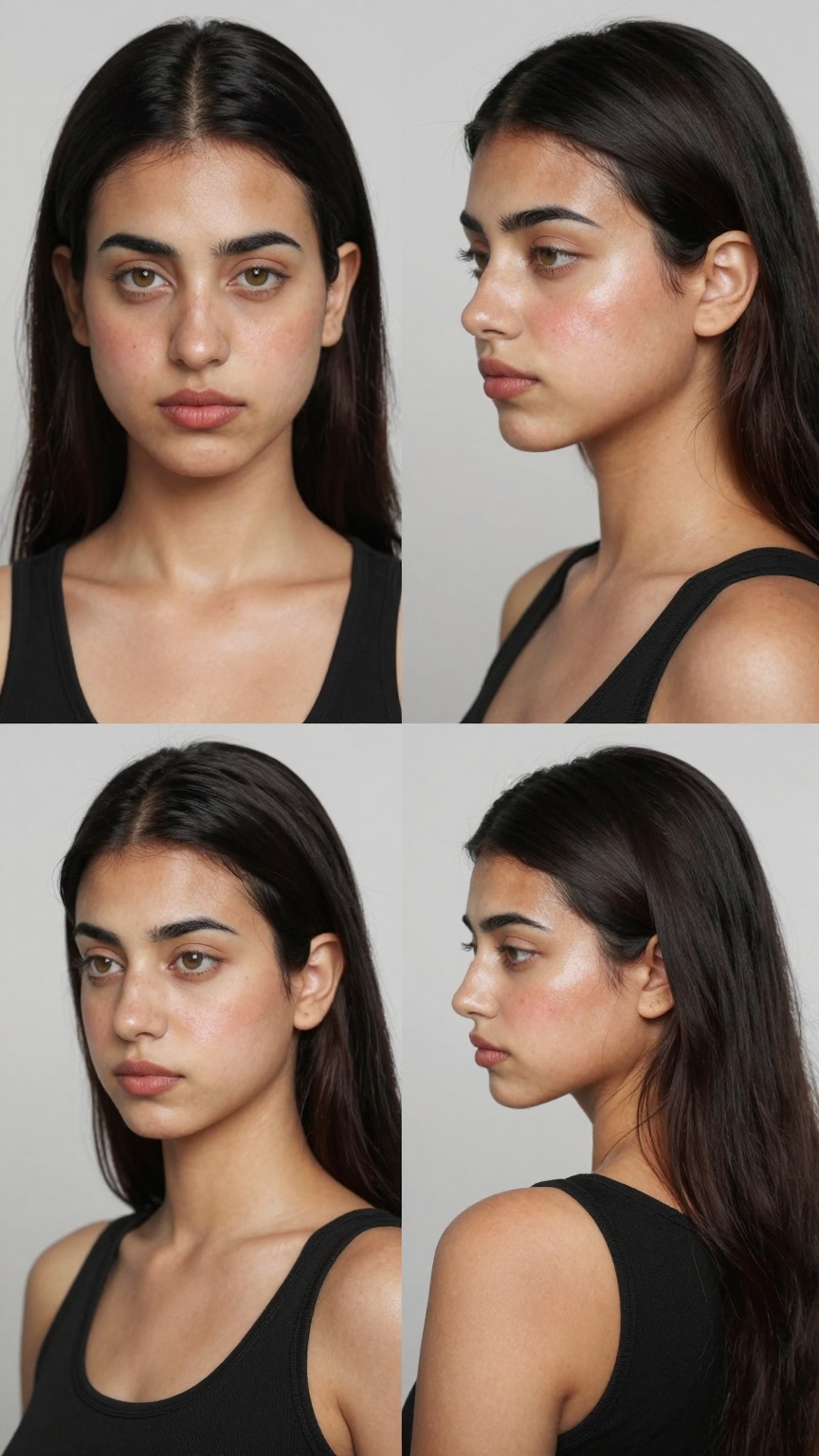 Technical Specs Hyper-realistic studio beauty portrait collage,  shot on Leica M10-R with 85mm f/1.4 lens,  16k resolution...