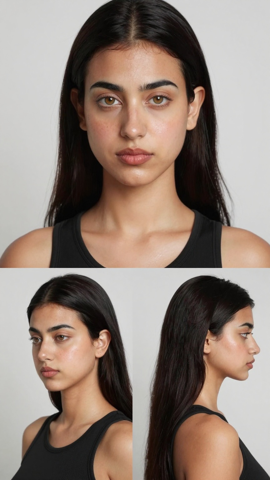 Technical Specs Hyper-realistic studio beauty portrait collage,  shot on Leica M10-R with 85mm f/1.4 lens,  16k resolution...