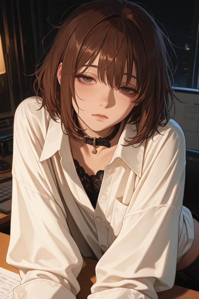 1girl,  office lady,  brown bob hair on Tensor.Art