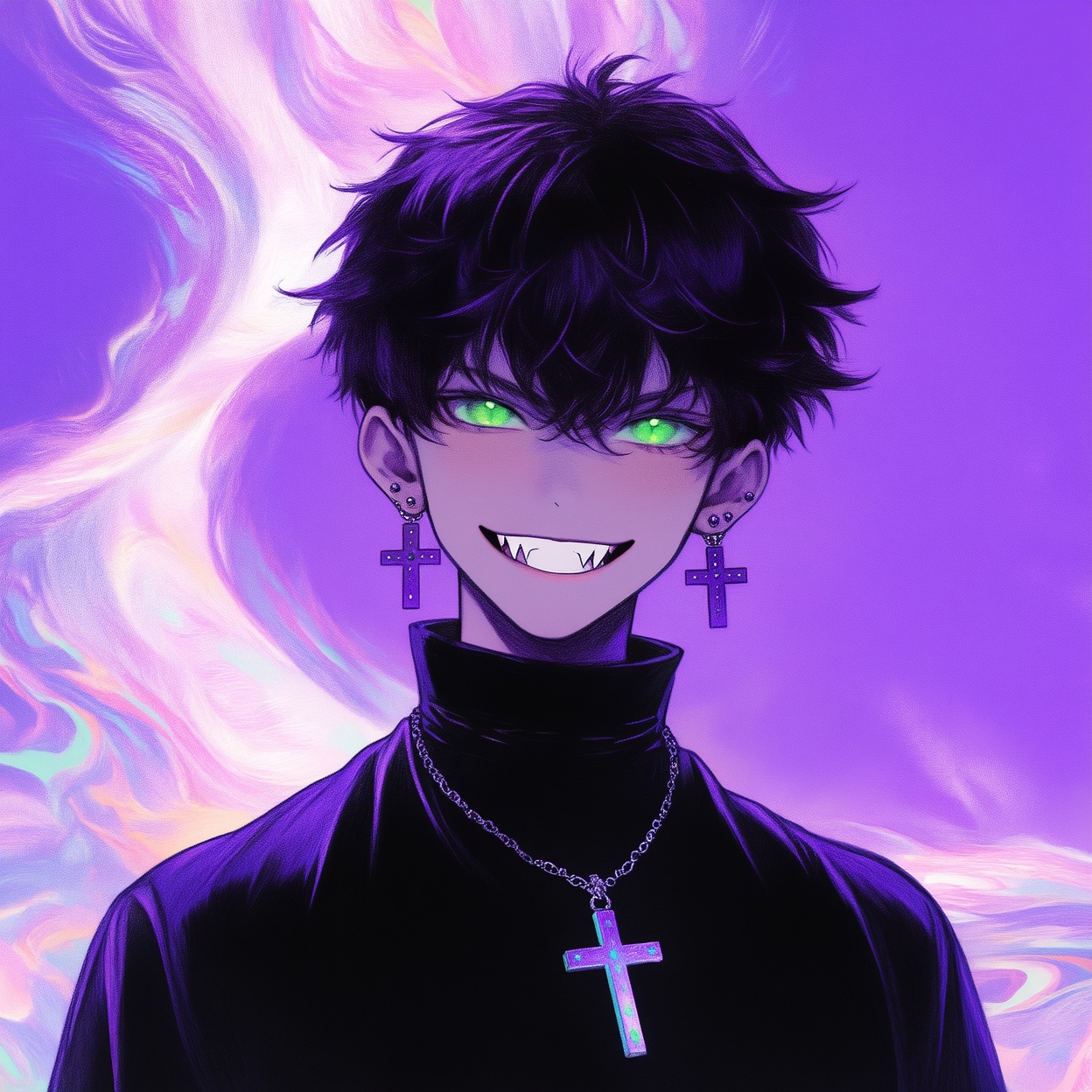 Create an illustration with exquisite lighting and composition. The image depicts a stylized,  anime-style character with...