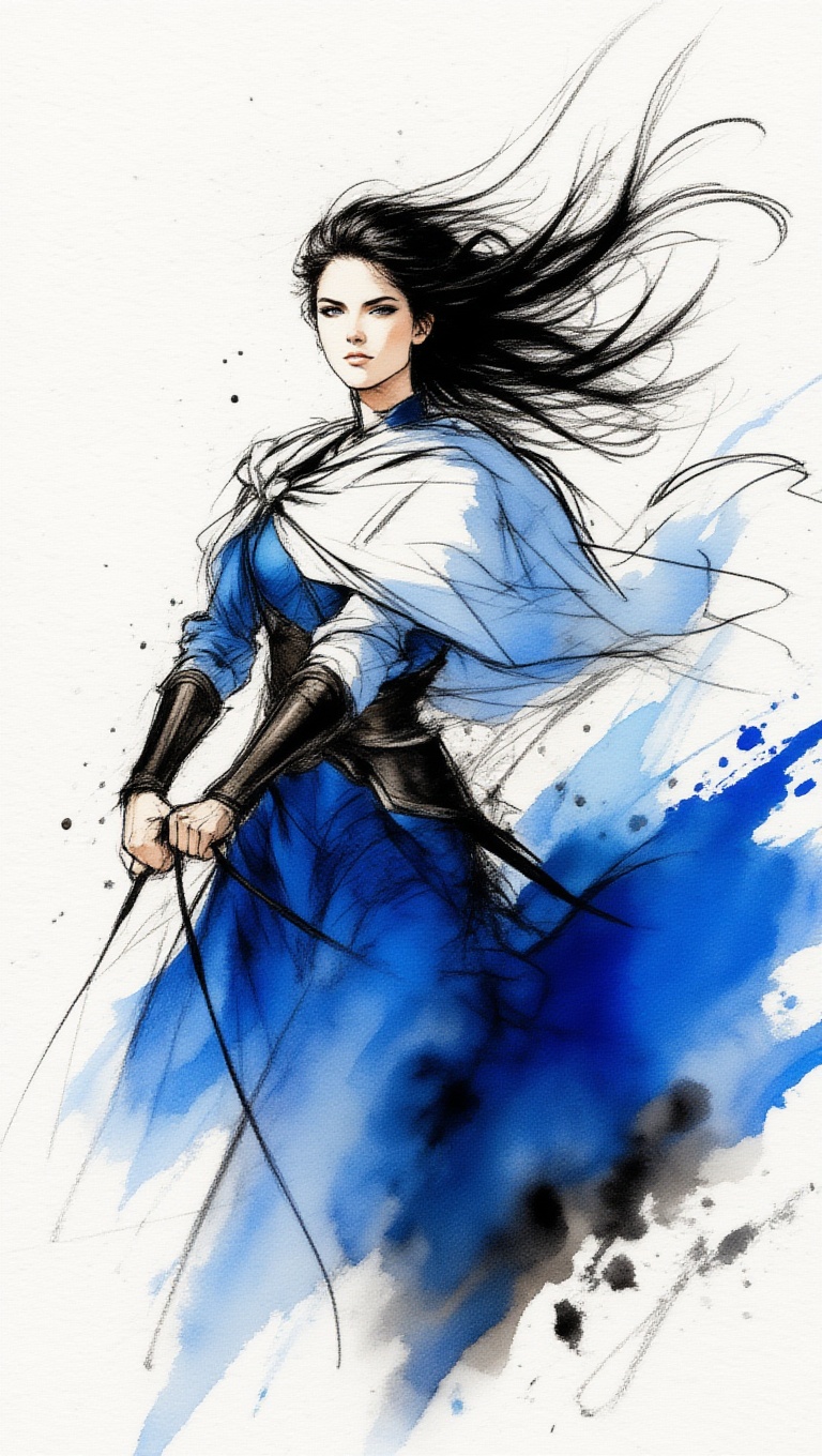 ek_inkart,  ek_inkart_wash,  powerful warrior woman riding a horse on Tensor.Art