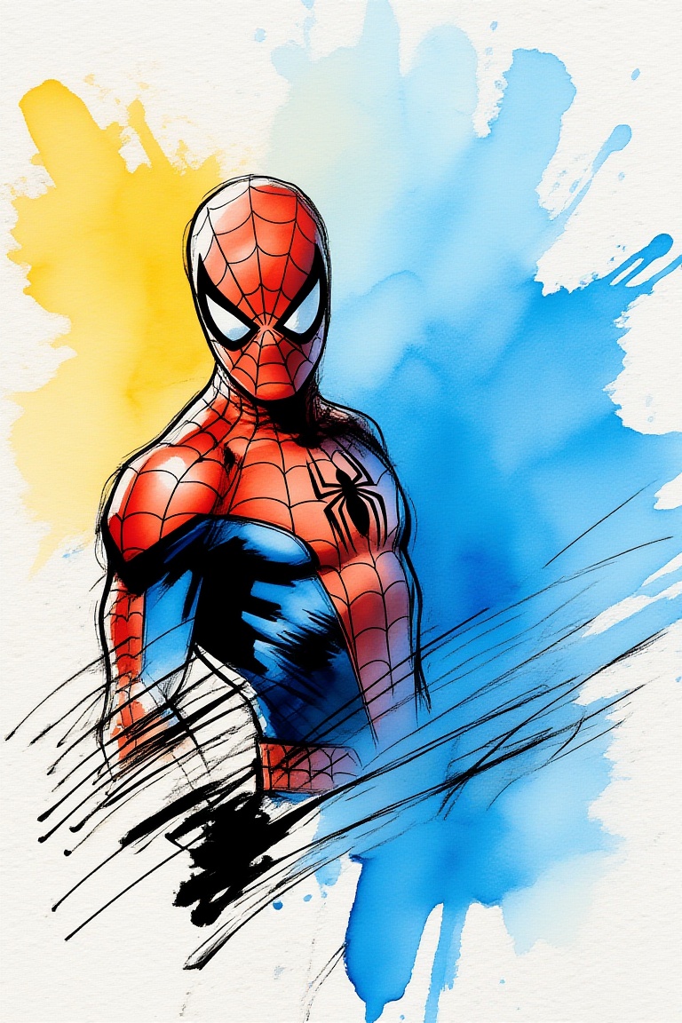 ek_inkart,  ek_inkart_line,  Portrait of Spiderman on Tensor.Art