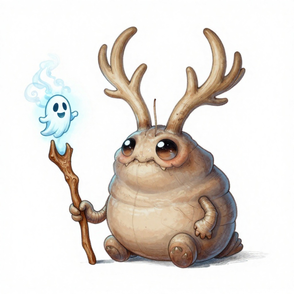 Chris_Ryniak_Scribble Style,  A whimsical,  rounded creature with a segmented on Tensor.Art