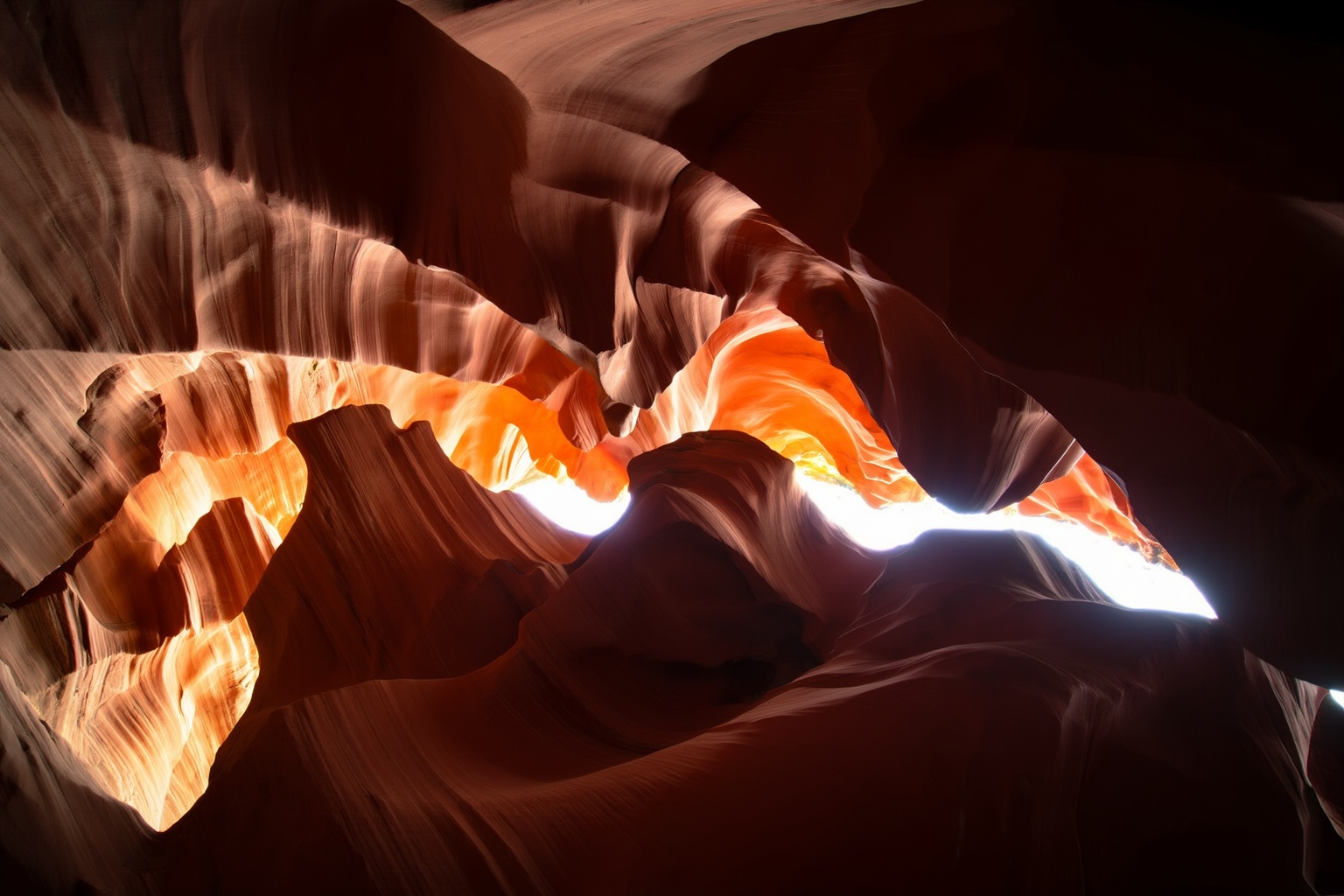 aurelmanea3z photography. A stunning natural landscape,  specifically a slot canyon. The foreground is dominated by smooth...