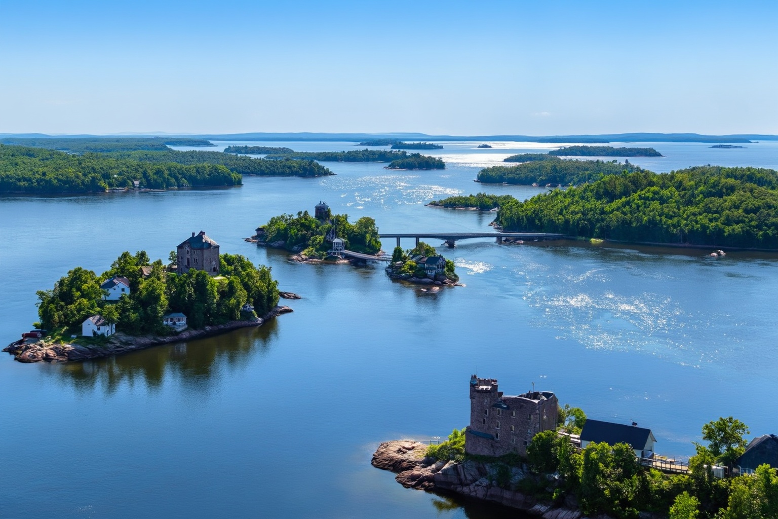 aurelmanea3z photography. A picturesque,  expansive landscape view of the Thousand Islands National Park area of the St. L...
