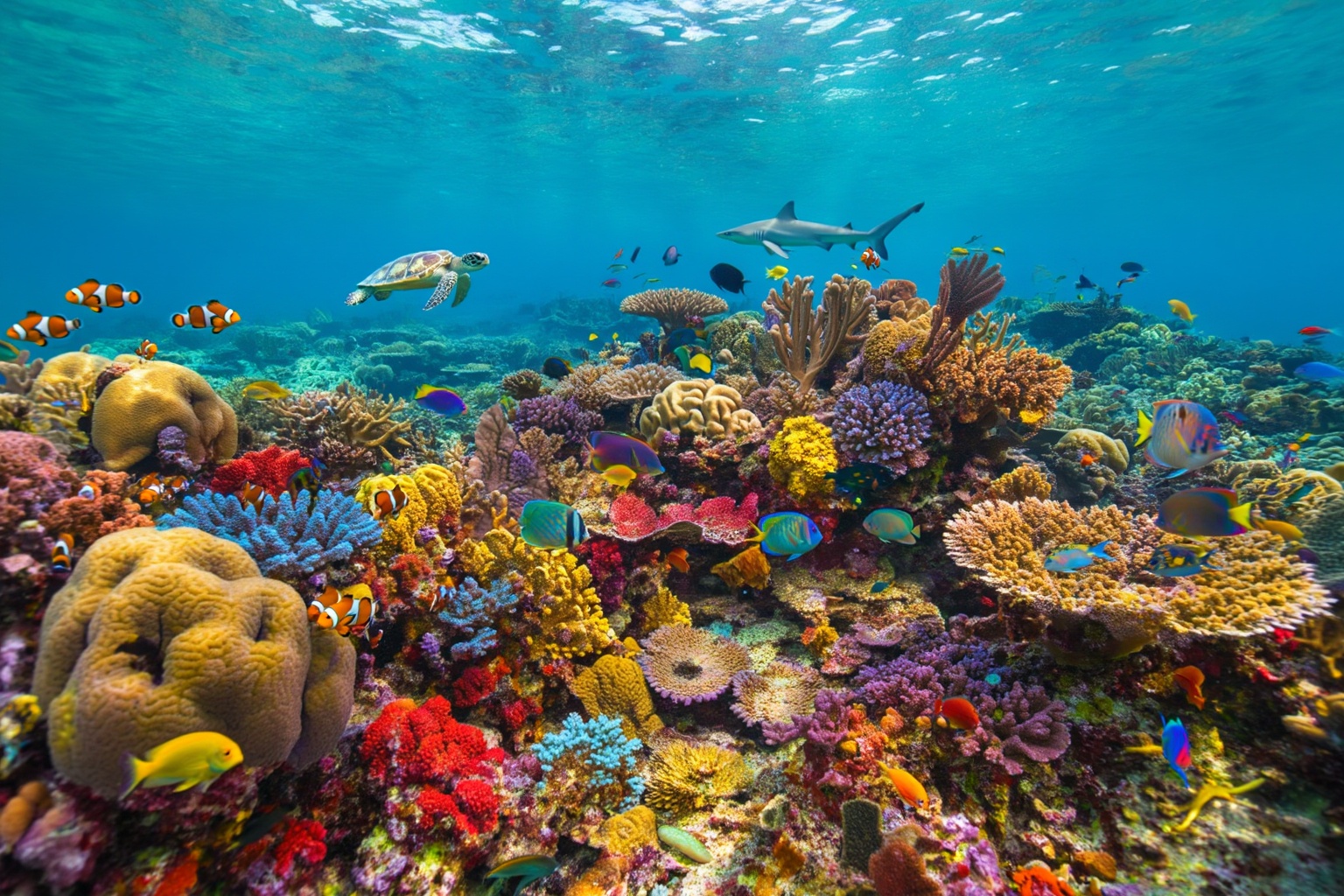 aurelmanea3z photography. An incredibly vibrant and dynamic underwater landscape scene capturing the immense biodiversity...