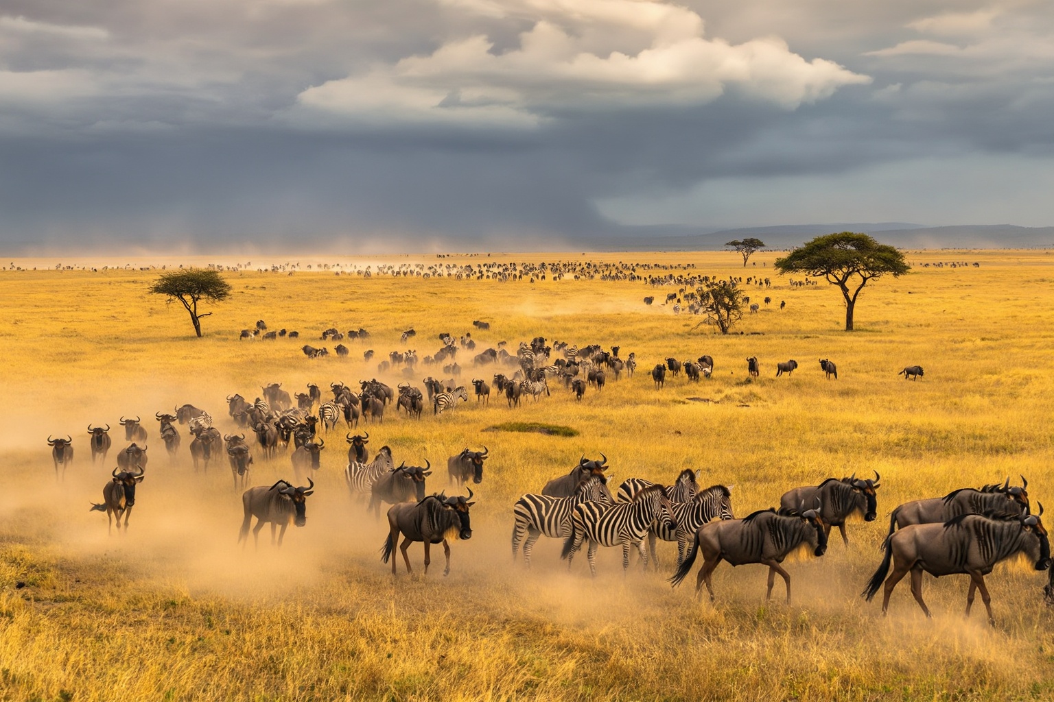 aurelmanea3z photography. A sweeping,  epic landscape shot capturing the vastness of the African savanna,  specifically du...