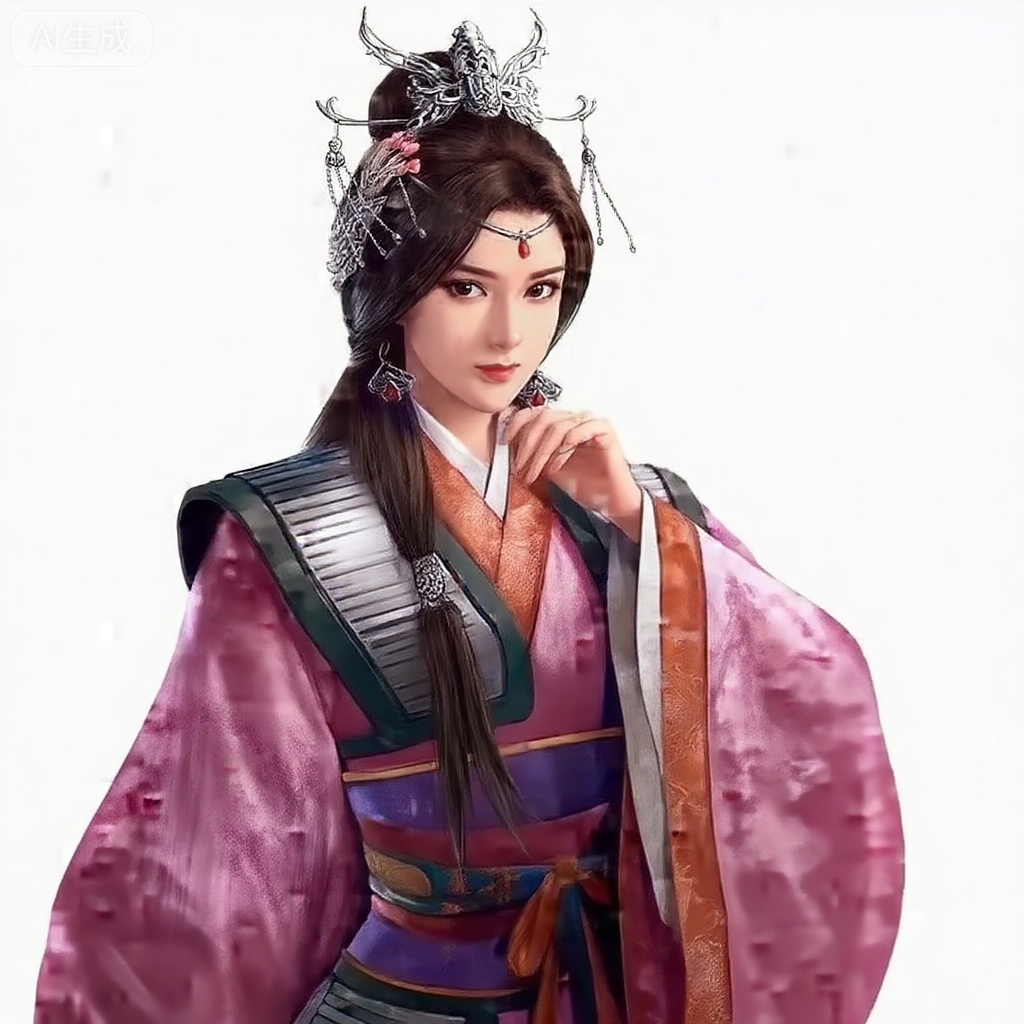 masterpiece, best quality,solo,white background,simple_background,sanguo_style,hanfu,breastplate,shoulder armor,jewelry,earrings,tassel,