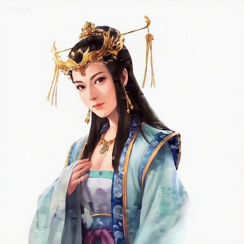 masterpiece, best quality,solo,white background,simple_background,sanguo_style,hanfu,breastplate,shoulder armor,jewelry,earrings,tassel,