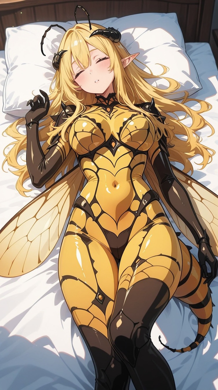 Insect girl sleeping on bed on Tensor.Art