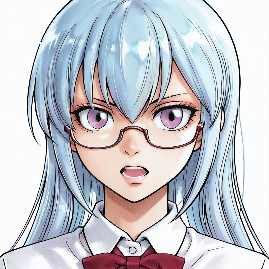 psyren__amamiya_sakurako,  manga style,  gradient white blue hair on Tensor.Art