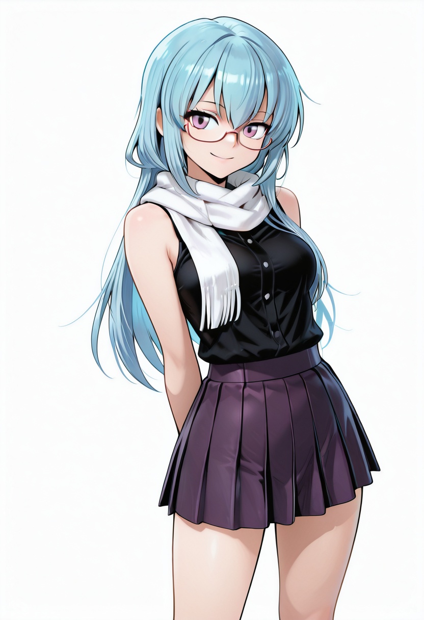 psyren__amamiya_sakurako,  blue hair,  intense purple eyes on Tensor.Art