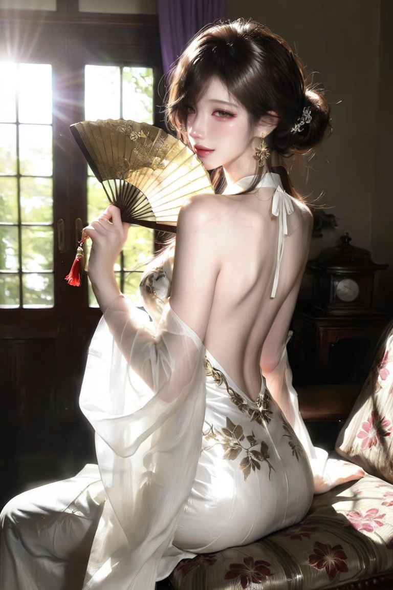 long dark brown hair,  low bun hairstyle,  loose strands on Tensor.Art