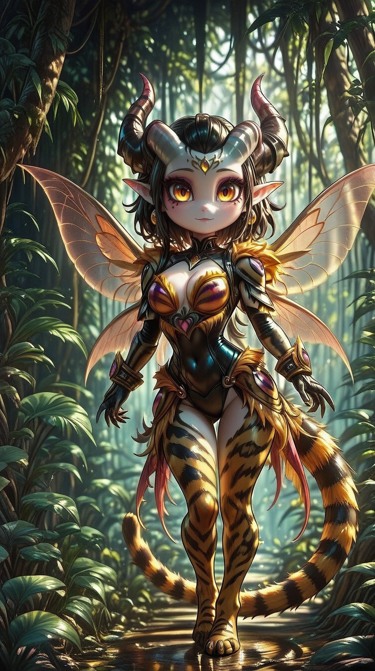 Vexora,  flying around jungle,  looking at viewer on Tensor.Art