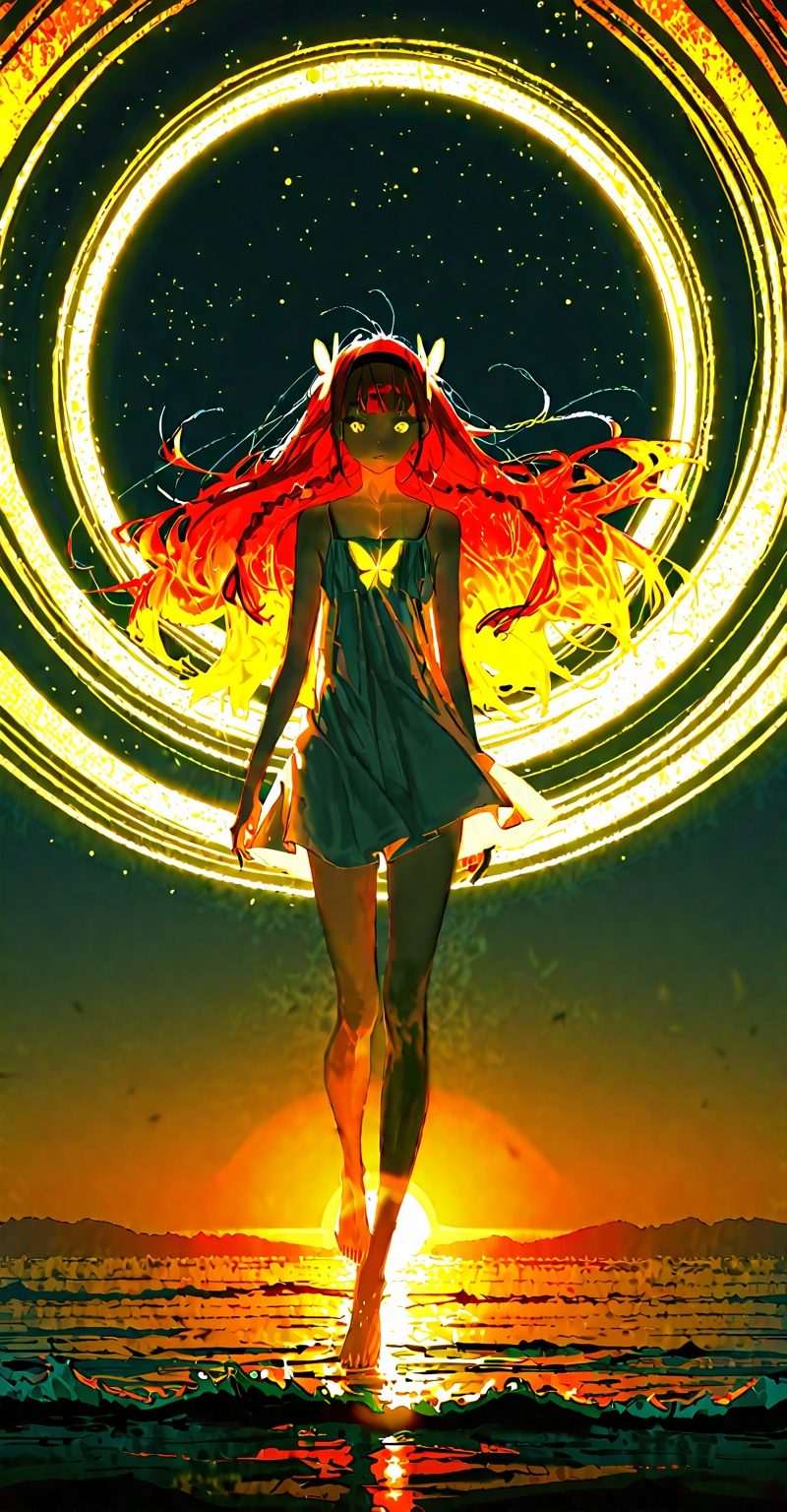 Full-body portrait of Kaoruko Waguri,  slim pale skin,  long black messy hair with black hairband on Tensor.Art