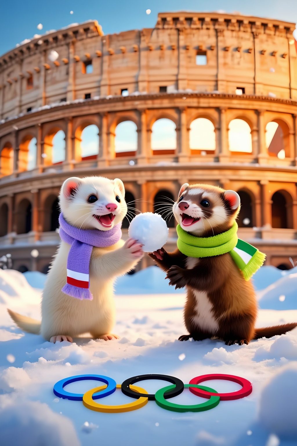 Exceptional quality. Inspiration: Winter Olympics,  the Roman Colosseum,  snowballs on Tensor.Art