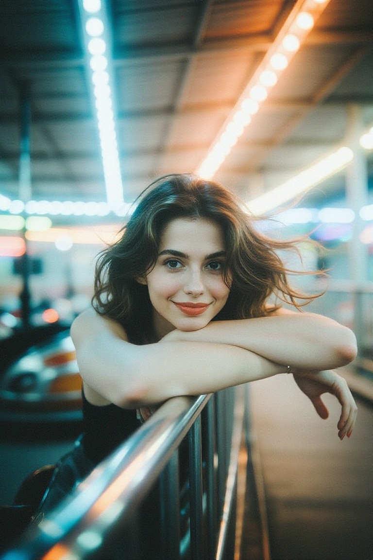 Young woman,  shoulder-length brown hair,  middle part on Tensor.Art