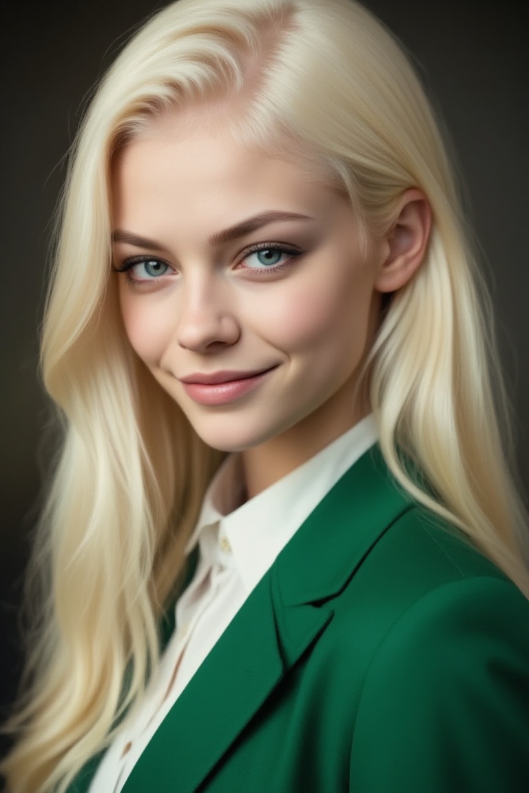 Create a hyper-realistic atmospheres scene in the postmodern aesthetic,  featuring a girl with very long platinum blond ha...