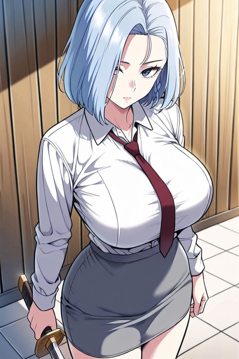 1girl,  solo,  light blue hair on Tensor.Art