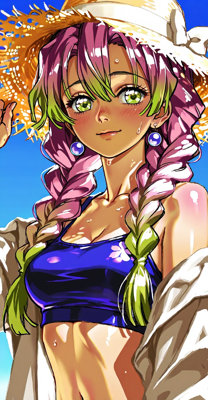 ((Emphasize a blend of anime aesthetics with painterly digital rendering techniques)),  the use of light and shadow create...