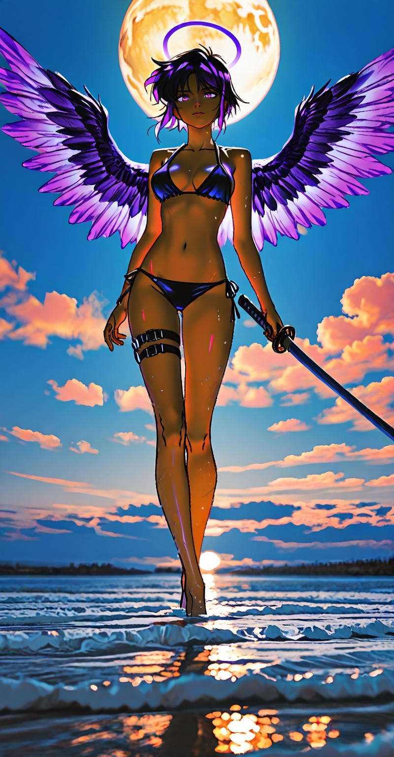((Emphasize a blend of anime aesthetics with painterly digital rendering techniques)),  the use of light and shadow create...