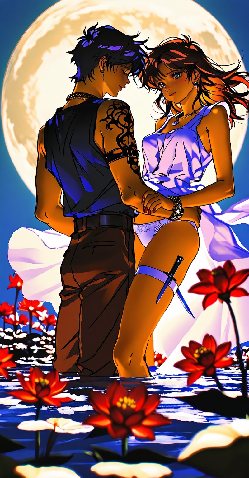 ((Emphasize a blend of anime aesthetics with painterly digital rendering techniques)),  the use of light and shadow create...