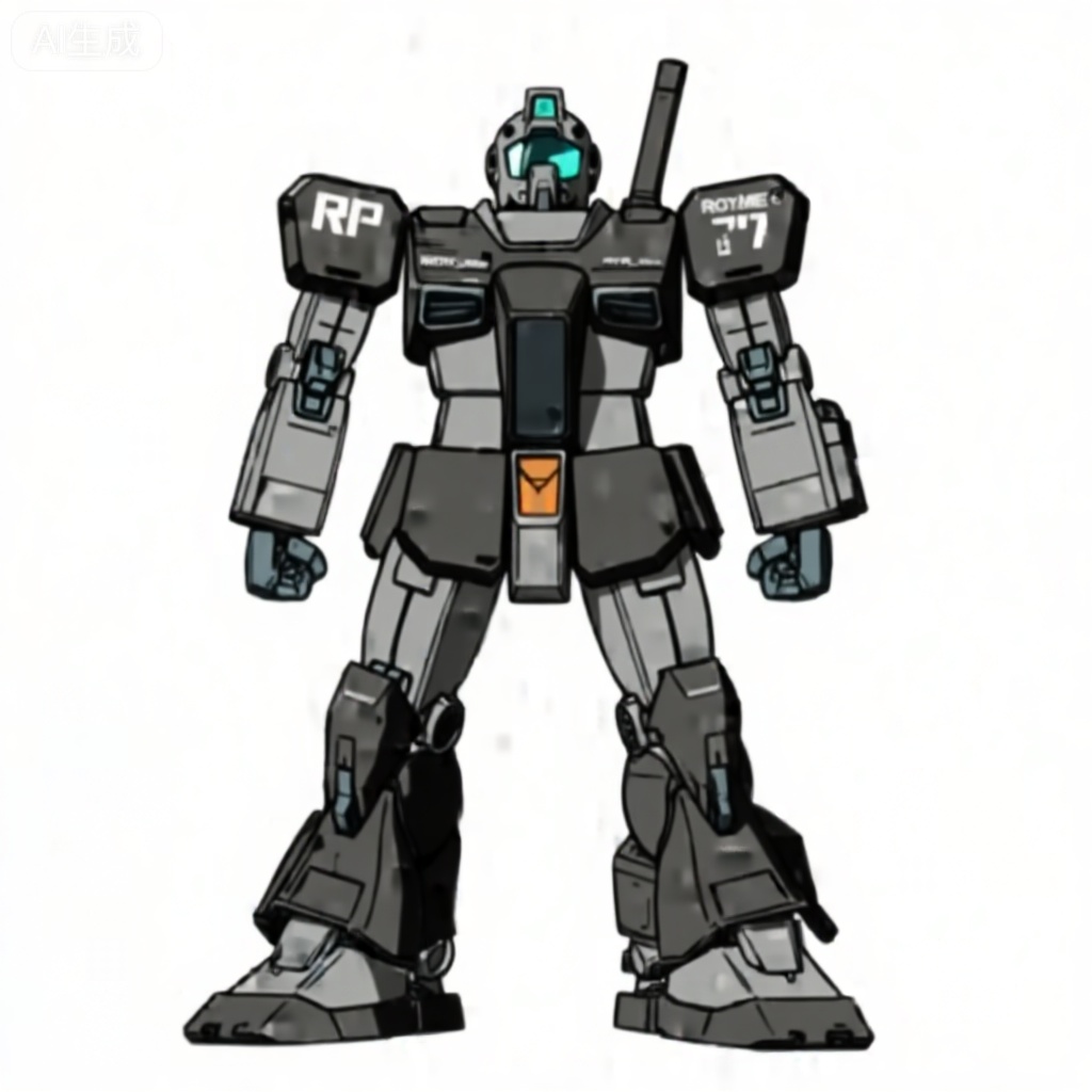 masterpiece, best quality,solo,white background,simple_background,full_armor,superrobet,RGM_79_(GTO_VER),robot,glowing,no_humans,machinery,mecha,science_fiction