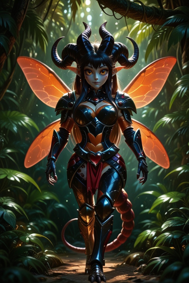 1girl,  solo,  Hivara walking inside jungle on Tensor.Art