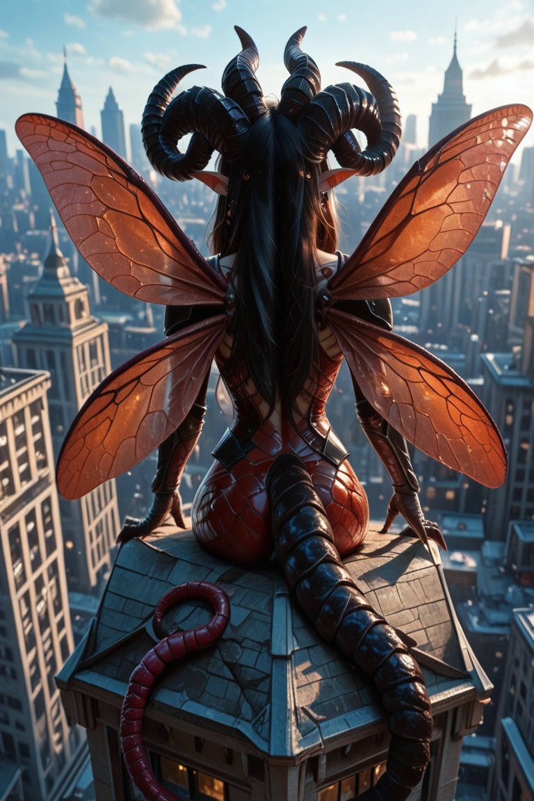 Hivara sitting on high building on Tensor.Art