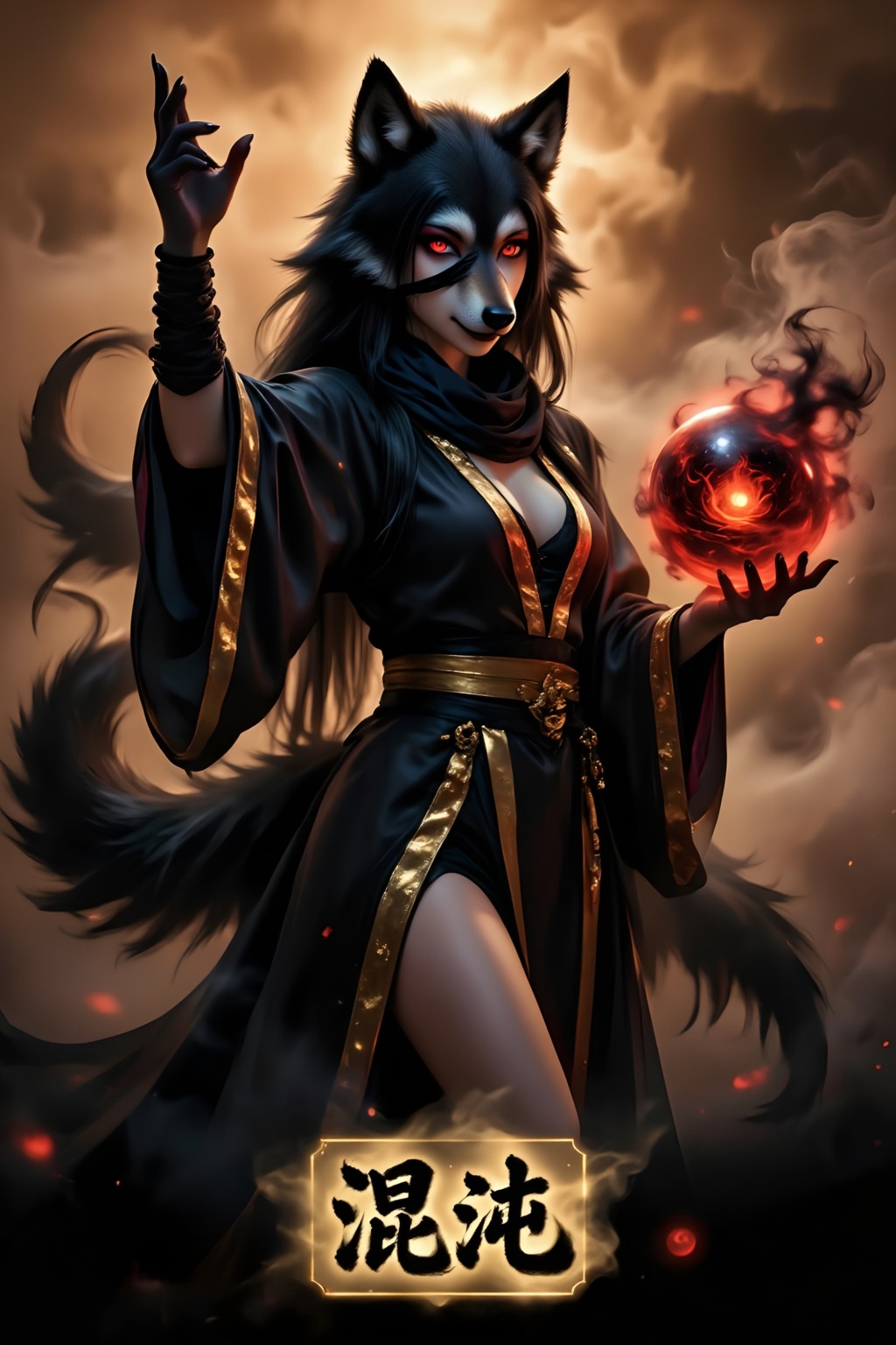 Top quality. Inspiration: Chinese mythology,  the Four Demons,  Chaos. Appearance: Chaos on Tensor.Art