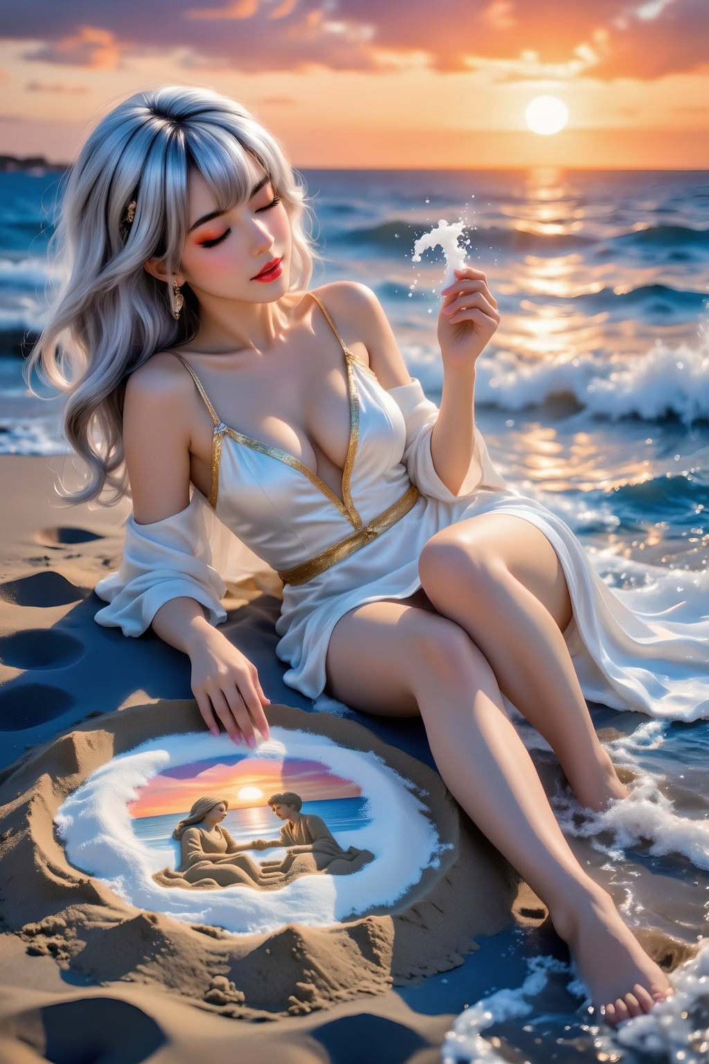 Exceptional quality,  ranked number one. Inspiration: Sand painting,  beach on Tensor.Art