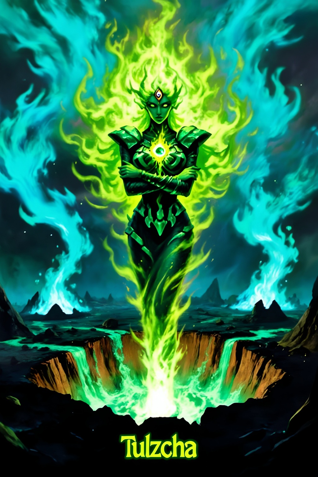 Top quality. Inspiration: Tulzcha,  the Outer God,  from the Cthulhu Mythos. This painting depicts Tulzcha on Tensor.Art