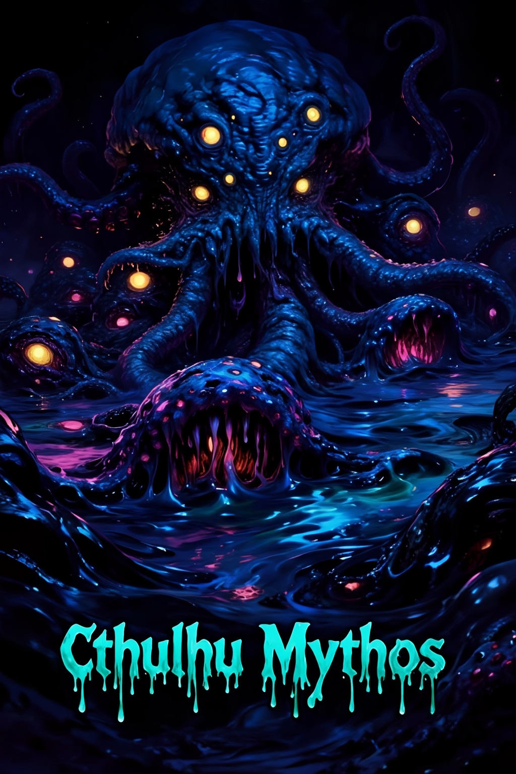 Top quality. Inspiration: Cover design. Image: A terrifying,  viscous,  tentacle-covered monster on Tensor.Art