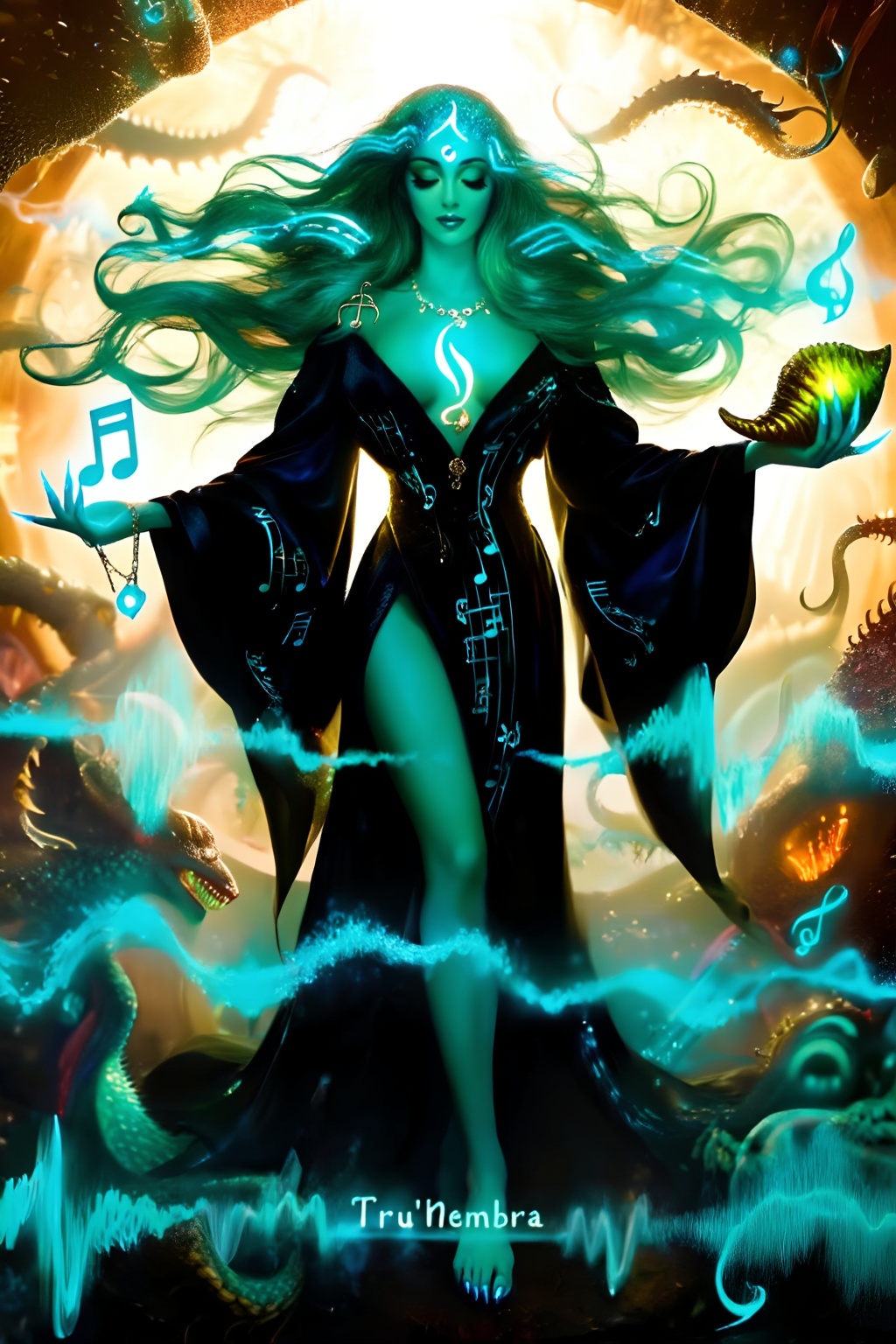 Top quality. Inspiration: Tru'Nembra,  the Piper of Azathoth,  an Outer God on Tensor.Art