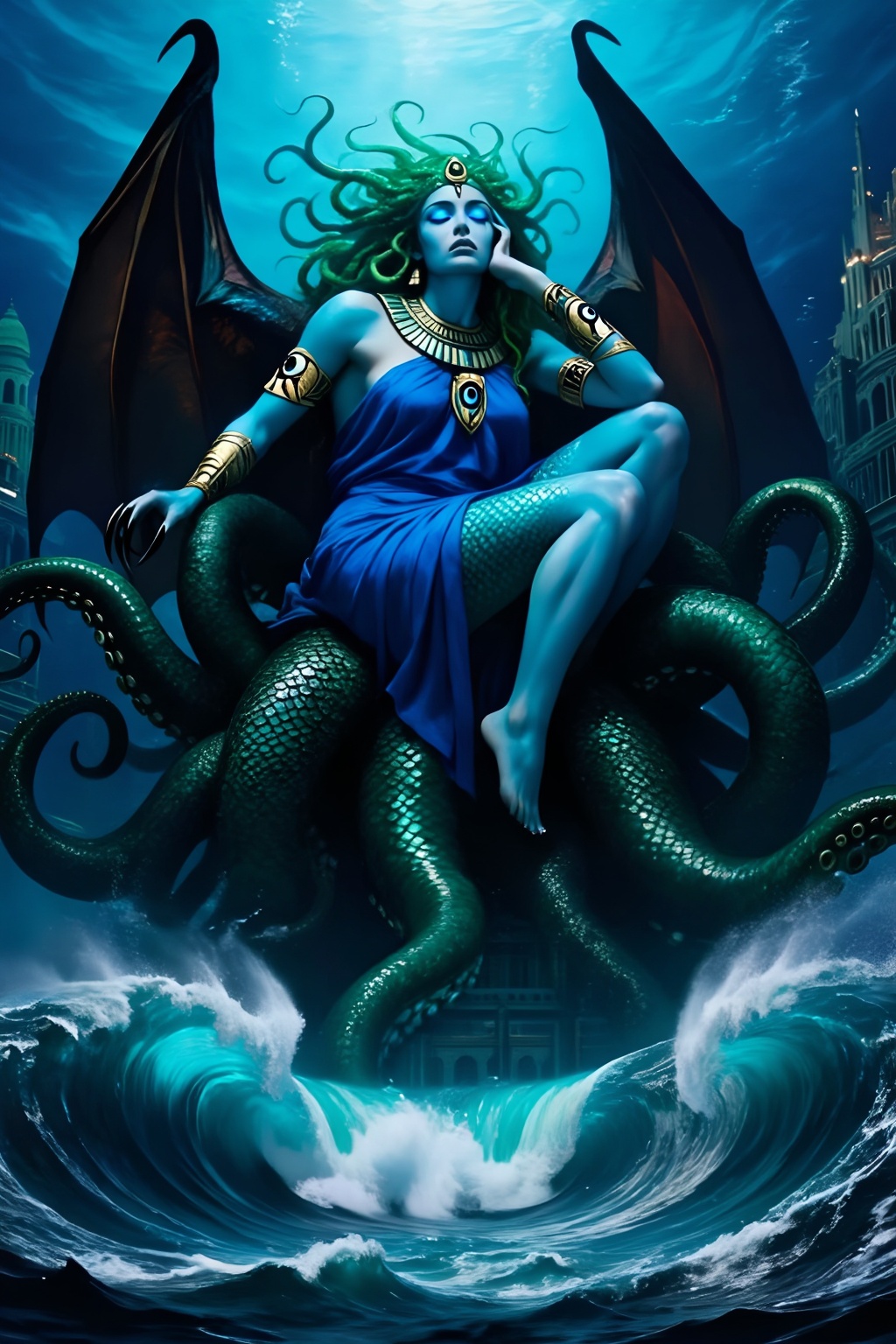 Cthulhu is one of the Great Old Ones and a water elemental. As the King of R'lyeh,  Cthulhu slumbers in the underwater cit...