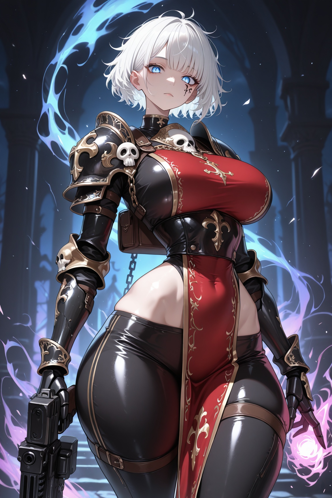 1girl,  white short hair,  messy hair on Tensor.Art