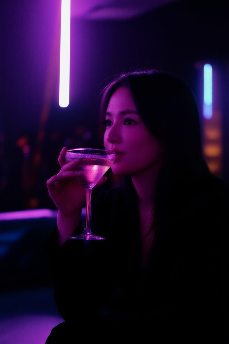 low-key club interior,  upper-body portrait,  face fully visible on Tensor.Art
