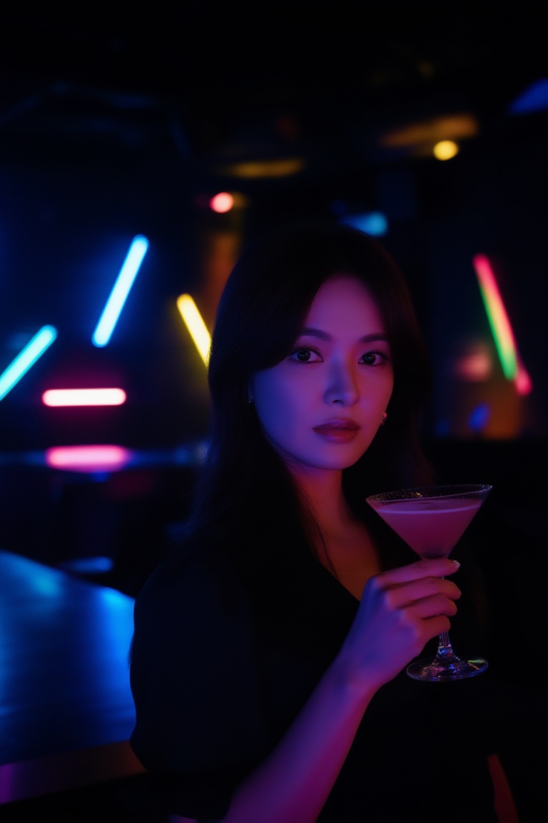 low-key club interior,  upper-body portrait,  face fully visible on Tensor.Art