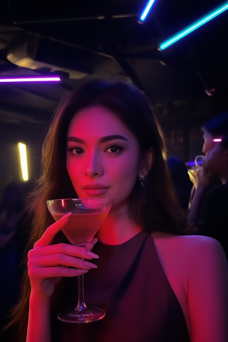 low-key club interior,  upper-body close-up of a woman,  young exquisite face on Tensor.Art