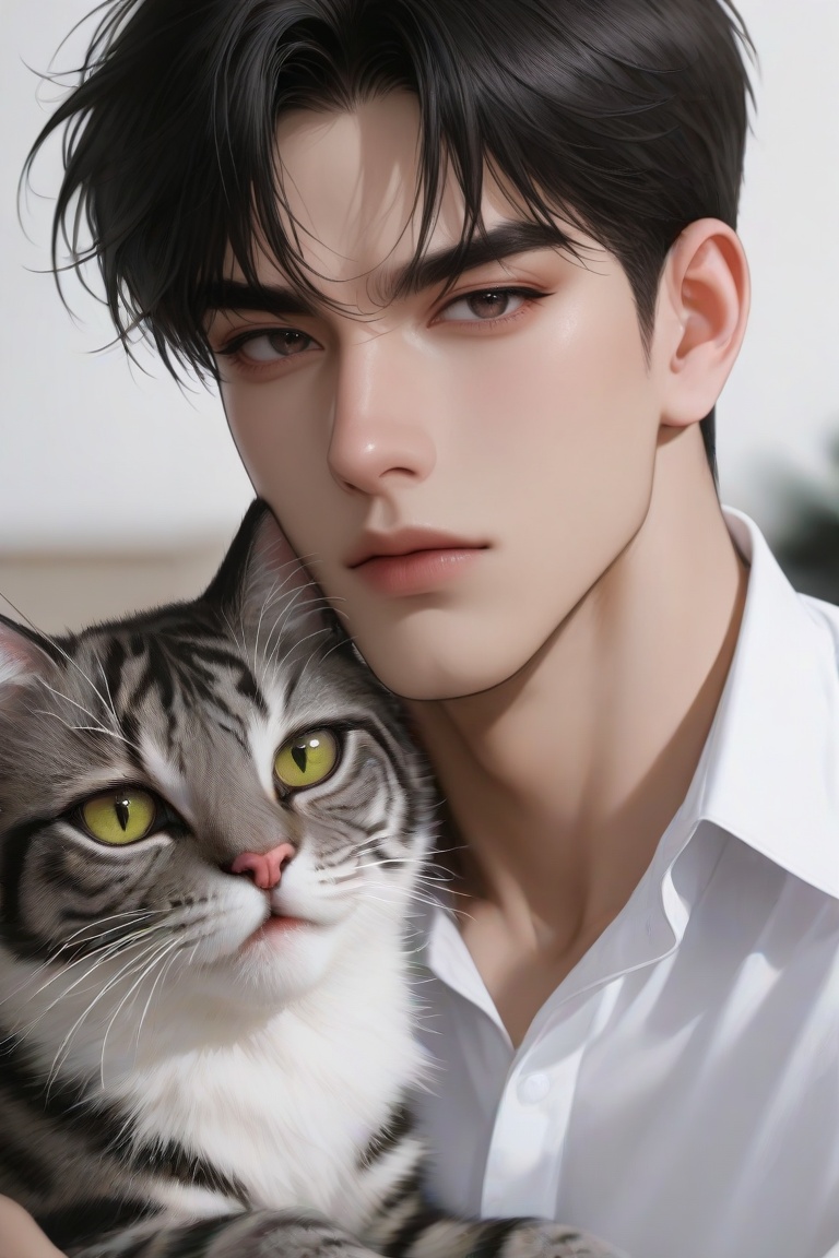 1man,  masculine manhwa male,  sharp cat-like eyes on Tensor.Art
