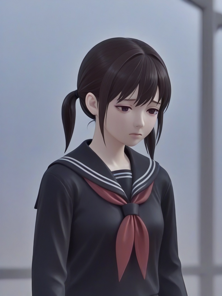 sakurairo mau koro,  red neckerchief,  sad on Tensor.Art