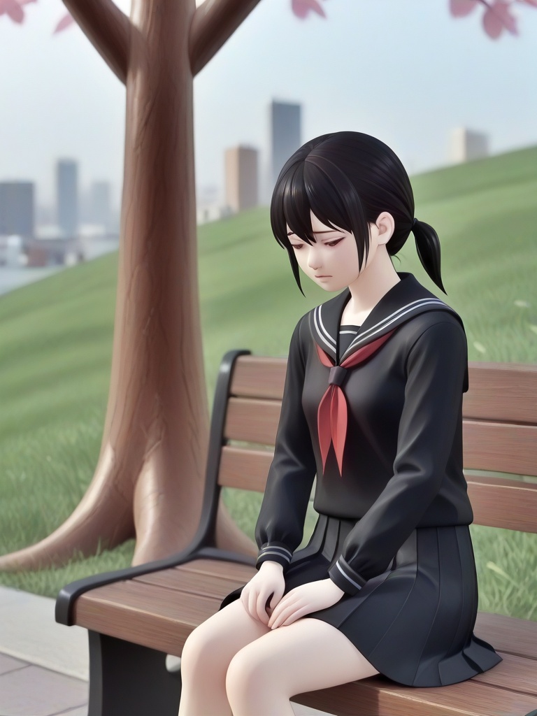 sakurairo mau koro,  red neckerchief,  sad on Tensor.Art