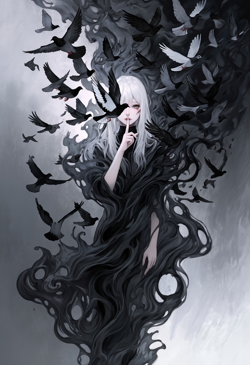 An Acrylic style painting that is expressive,  gives it a dynamic and emotional quality. Anime art of a stylized portrait...